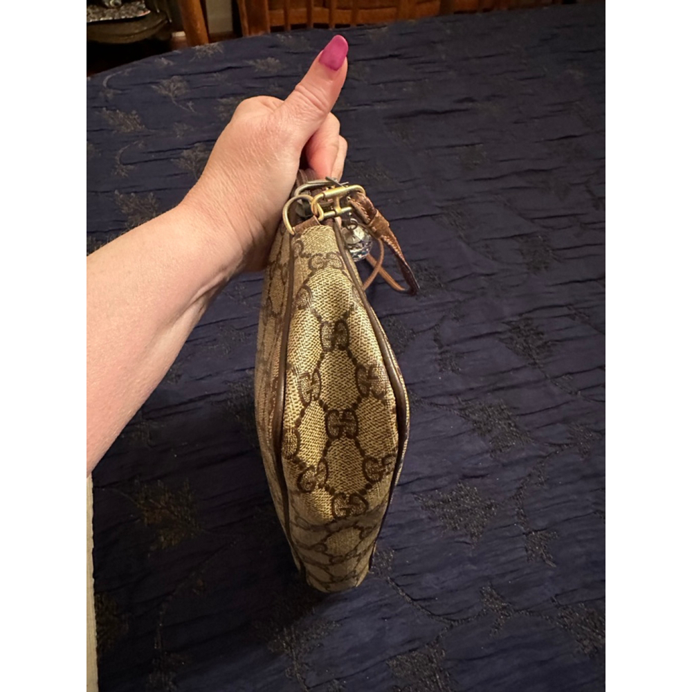 Gucci Brown & Beige Coated Canvas Crossbody Bag w/ Zip Top - Picture 11 of 14